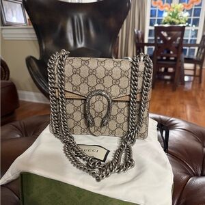 GG Supreme Monogram Mini Dionysus Shoulder Bag Taupe. New with tags, never worn!